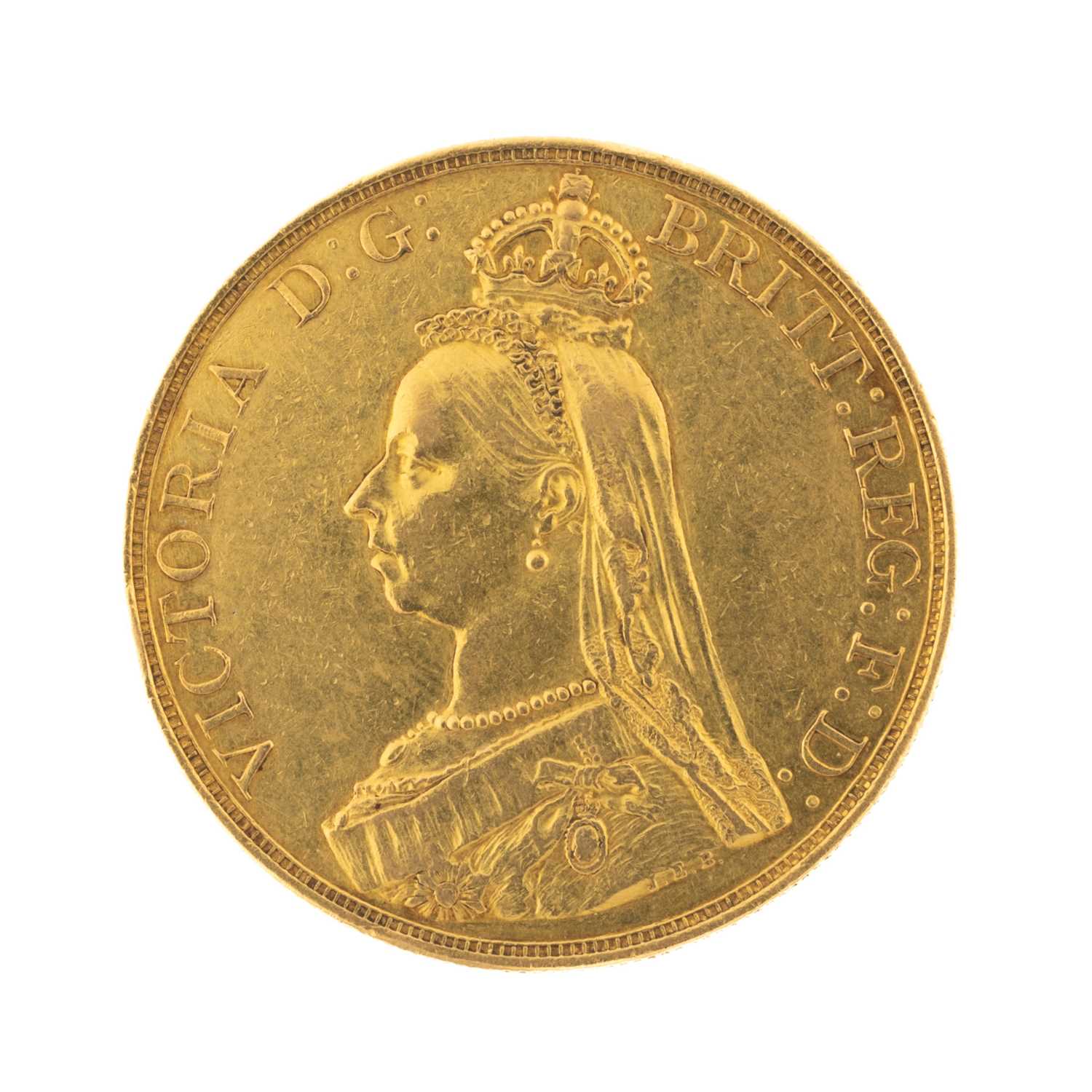VICTORIAN GOLD FIVE POUNDS (FIVE SOVEREIGNS) COIN, 1887, Jubilee head, 39.9gms Provenance: - Image 2 of 2