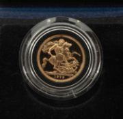 ELIZABETH II GOLD PROOF SOVEREIGN, 1979, encapsulated in blue case of issue, 7.9gms Provenance: