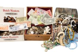 ASSORTED COINS & COSTUME JEWELLERY comprising rare Welsh language Post Brenhinol (Royal Mail) 1990