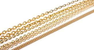 ASSORTED GOLD CHAINS, comprising 18ct chain 4.6gms, unmarked yellow metal chain with repair/