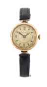 9CT GOLD HANS WILSDORF 'UNICORN' WRISTWATCH, Arabic two-tone shaped dial, Unicorn-signed dial and