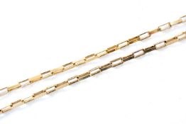 9CT GOLD BOX-LINK CHAIN, 76.5cms, 11.2gms Provenance: private collection Penarth