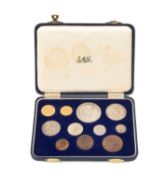 RARE SOUTH AFRICA ELIZABETH II ELEVEN COIN PROOF SET, 1953, comprising gold pond and half pond,