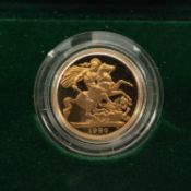 ELIZABETH II GOLD PROOF SOVEREIGN, 1980, encapsulated in green case of issue with COA, 7.9gms