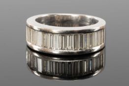 18CT WHITE GOLD DIAMOND HALF HOOP RING, comprising seventeen baguette cut diamonds, 2.7ct overall