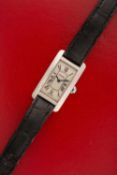 18K WHITE GOLD LADIES' CARTIER TANK AMÉRICAINE WRISTWATCH, Ref. 2489, ser. 278749CE, quartz