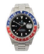 ROLEX GMT-MASTER II DATE STAINLESS STEEL WRISTWATCH, ref. model 16710, serial number F234XXX,