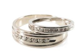 PLATINUM DIAMOND HALF ETERNITY RING, 0.25cts overall approx., together with 14k white gold seven