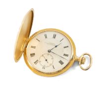 FINE LONGINES 18K KEYLESS WIND HUNTER CASED POCKET WATCH, circa 1905, retailed by Nacib K.