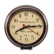 SMITH 'SECTRIC' BAKELITE COLLIERY CLOCK, Roman dial signed 'Llanharan Colliery P. D., Powell-