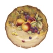 ROYAL WORCESTER PORCELAIN CABINET PLATE, painted by B. Cox with autumn fallen fruit across the
