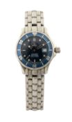 OMEGA SEAMASTER PROFESSIONAL STAINLESS STEEL LADIES WRISTWATCH, 300m/1000ft, the blue wave dial with
