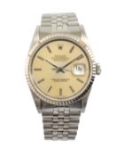 ROLEX DATEJUST STAINLESS STEEL BRACELET WATCH, Ref. 16234, ser. no. E24**, cal. 3135 automatic