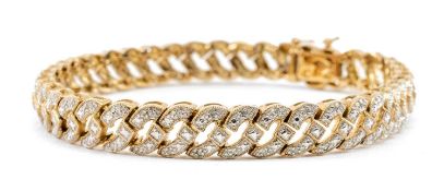 9CT GOLD BRACELET, illusion set with small presumed diamond chips, 19cms, 19.3gms Provenance: