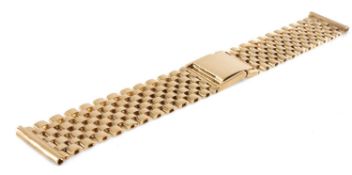 9CT GOLD GENTS WATCH BRACELET, box-links with deployant clasp, 18mms ends, hallmarks on the clasp,