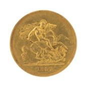 VICTORIAN GOLD FIVE POUNDS (FIVE SOVEREIGNS) COIN, 1887, Jubilee head, 39.9gms Provenance: