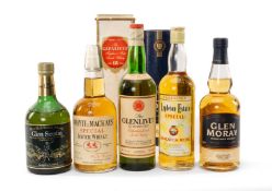 SELECTION OF MALT, BLENDED WHISKY & RUM including, 1970's Glenlivet 12yo, bottled at 70º proof and