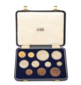 RARE SOUTH AFRICA GEORGE VI ELEVEN COIN PROOF SET, 1952, comprising gold pond and half pond,