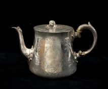 VICTORIAN SILVER TEAPOT, Goldsmiths Alliance, London 1869, tapering circular with foliate
