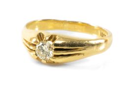 18CT GOLD GENTS DIAMOND RING, the single stone measuring 0.33ct, ring size T 1/2, 6.3gms Provenance: