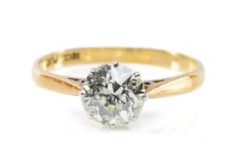18CT SOLITAIRE DIAMOND RING, claw-set old European cut stone 6.8mms (diam.), approx. 1.2ct, 2.5gms