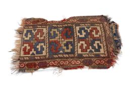 VINTAGE TURKISH YASTIK, Anatolia, wool on wool, triple geometric medallions to the aubergine