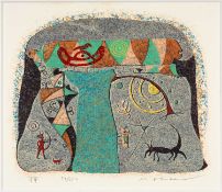 MASAO OHBA (1928-2008) limited edition (94/150) print - Animals and Archer, signed, numbered in