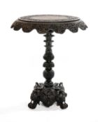 GOOD 19TH C. ANGLO-INDIAN BLACKWOOD OCCASIONAL TABLE, Bombay Presidency, c. 1860-70, circular tilt-