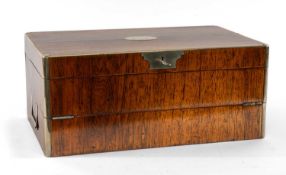 RARE ANGLO-CHINESE PAKTONG-MOUNTED CAMPAIGN DESK TOP, probably padouk, hinged top opening to