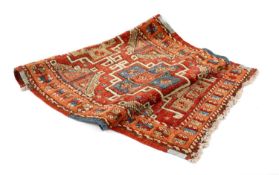 VINTAGE TURKISH YASTIK, Anatolia, wool on cotton, madder field with cruciform blue and caramel