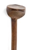 SWAZI WOOD KNOBKERRIE, severely angled ball head offset to tapering cylindrical shaft, 103cms (l)