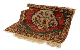 VINTAGE TURKISH YASTIK, Anatolia, wool on wool, stepped octagonal madder field with cream stepped