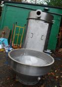 Stainless Steel Receiving Dust Filter Unit Pod, body dia. 760mm, bottom cone height 430mm, inlet