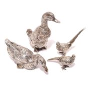 Zwei Enten, zwei Fasane. Deutschland, 19./20. Jh. | Silber.