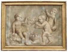 Wit, Jakob de - Kreis des: Drei Putten mit Früchtefeston