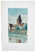 Burkhardt, Fritz: Blick über die Donau auf den Metzgerturm in Ulm