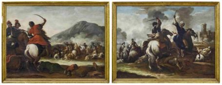 Pendants with battalion scenes, Italian School, 2nd half 17th cent.