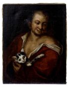 Portrait of a man with a cat, Spanish master, 2nd half of the 17th century