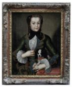 Vornehme Dame mit Schoßhund, 18. Jh.