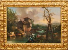 Südliche Landschaft mit Wäscherinnen am Fluss