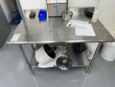 Uline H-6916 Deluxe Stainless Steel Worktable with Backsplash and Bottom Shelf - 48 x 30