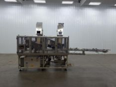 Sarg Dual Coffee Capsule Unscramblers with (2) Cleated Incline Conveyor