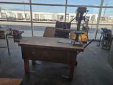 Workbench with drill press and vice