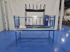 Lot of (3) Tables, (1) Shelf and (1) Recycling Can