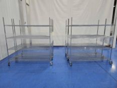 (4) Uline Chrome Mobile Shelving Units