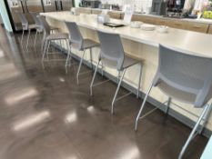 Lot of (7) Square Tables with (15) Chairs of Various Heights