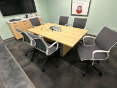 Lot of Conference Room Furniture: Table, Chairs, and Cabinet