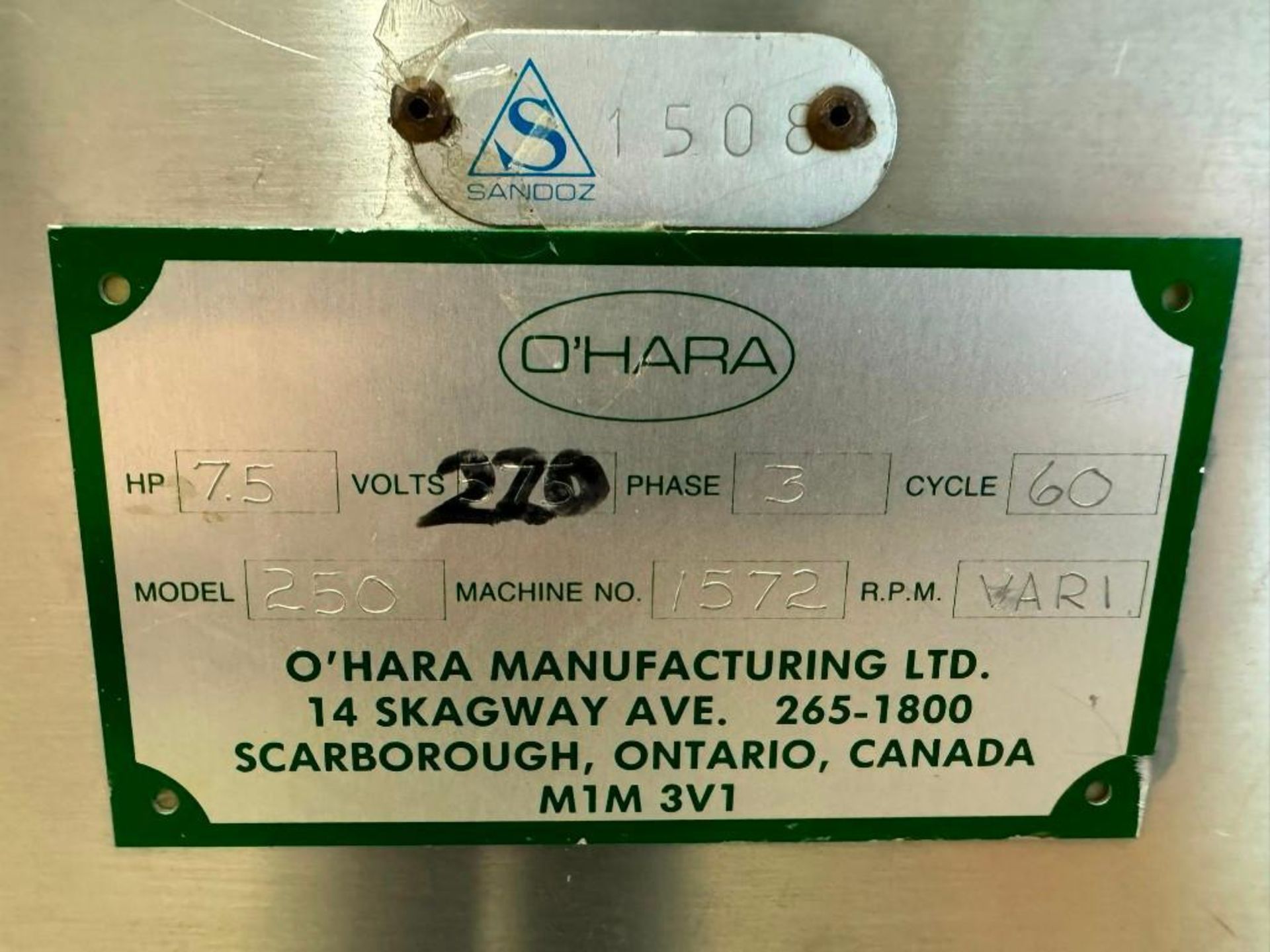 O'Hara Manufacturing 250 Stainless Hammermill - similar to Fitzpatrick Fitzmill D6 DAS06 - Image 11 of 16