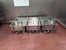 LOT OF 3 STAINLESS STEEL DRAINAGE PUSH CARTS