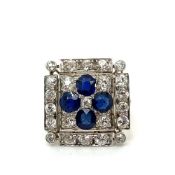 14k Yellow Gold Diamond and Sapphire Cocktail Ring